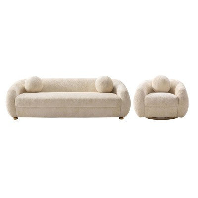 Manhattan Comfort 2pc Tribeca Chenille Upholstered 85.8 Sofa and Accent Chair Set