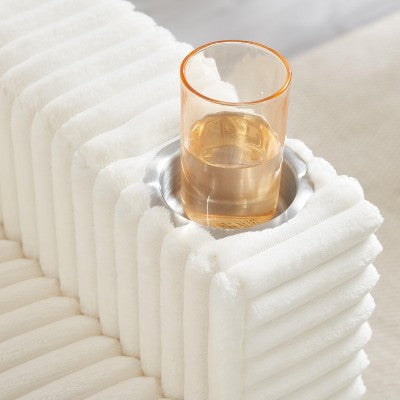 GDFStudio Tenley Modern Chenille Accent Chair with Storage Ottoman, Cup Holder and Convertible Armrest Table