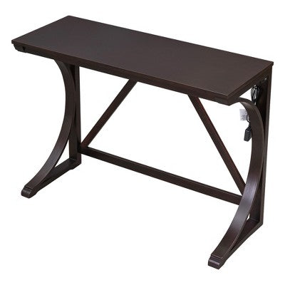 Farmhouse 3 Piece Counter Height Dining Table Set for 2, Wood Console Bar Table with USB Port and Upholstered Stools for Small Space