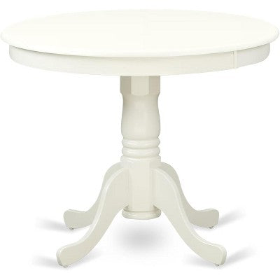 HomeStock Anva5 Round Dining Set Modern Linen White