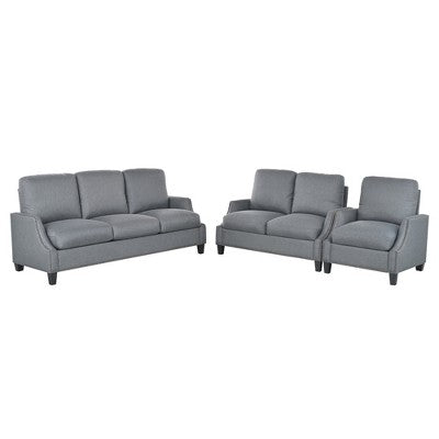 GDFStudio Cordoba Modern 3 Piece Upholstered Sofa Set with Nailhead Trim