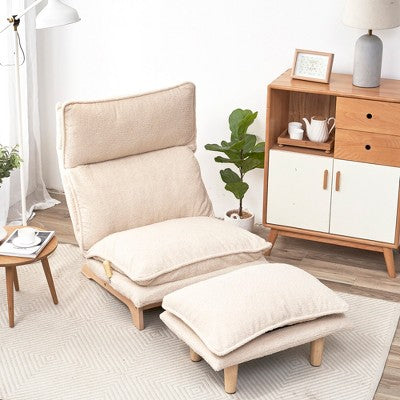 GDFStudio Quentin 2 Piece Modern Foldable Floor Chair, Upholstered Reclining with Ottoman