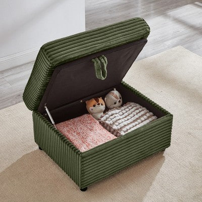 GDFStudio Tenley Modern Chenille Accent Chair with Storage Ottoman, Cup Holder and Convertible Armrest Table