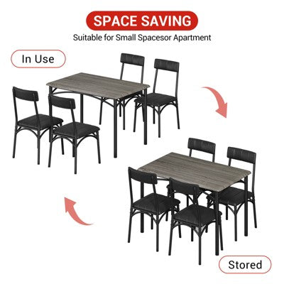 Dining Table Set for 4, Kitchen Table with Upholstered Chairs, Rectangular Wood Dining Room Table Set for Small Space, Dinner, Apartment, Home