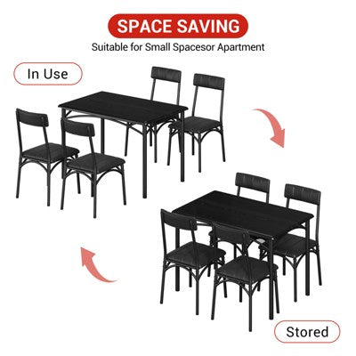 Dining Table Set for 4, Kitchen Table with Upholstered Chairs, Rectangular Wood Dining Room Table Set for Small Space, Dinner, Apartment, Home