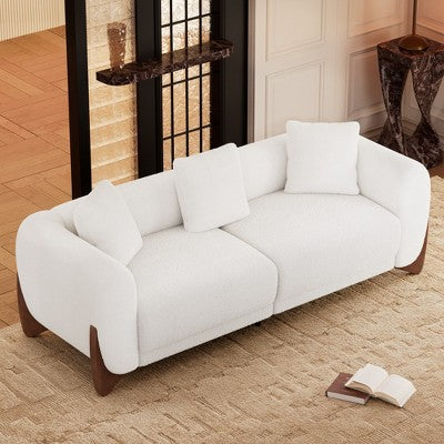 Modern Boucle Fabric Sofa Set - 1 Sofa and 2 chairs with Sleek Wooden Legs for Living Room or Home Office - Morden Fort