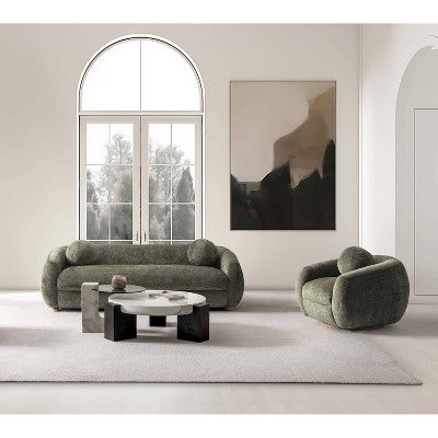 Manhattan Comfort 2pc Tribeca Chenille Upholstered 85.8 Sofa and Accent Chair Set