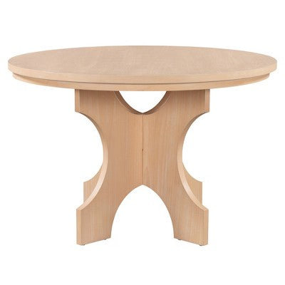 5-piece Rustic Charm Round Dining Set with 3 Upholstered Chairs and Curved Bench for Dining Room, Kitchen and Living room-ModernLuxe