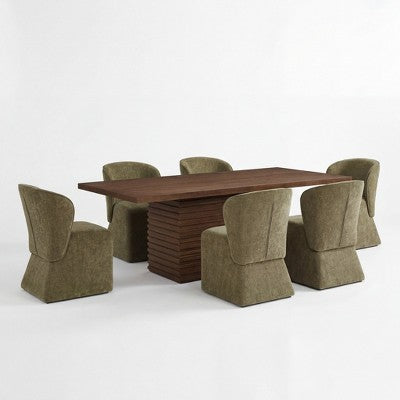 Christopher Knight Home Wichai Modern 7 Piece Wooden and Metal Dining Set with Upholstered Chairs