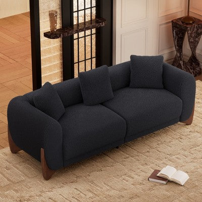 Modern Boucle Fabric Sofa Set - 1 Sofa and 2 chairs with Sleek Wooden Legs for Living Room or Home Office - Morden Fort