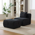 GDFStudio Solen Modern 31 Boneless Upholstered Tufted Accent Chair with Ottoman and Pillow