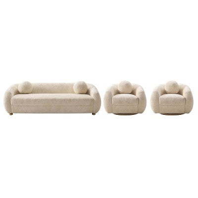 Manhattan Comfort 3pc Tribeca Chenille Upholstered 85.8 Sofa and 2 Accent Chairs