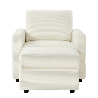 GDFStudio Warner Corduroy 32W Upholstered Accent Chair with Ottoman