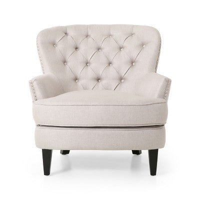 GDFStudio Jaxen Contemporary Fabric Tufted Club Chair and Ottoman Set