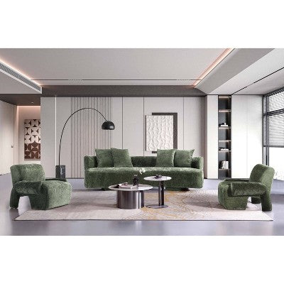 Manhattan Comfort 3pc Verandah Chenille Upholstered 112 Sofa and 2 Accent Chairs