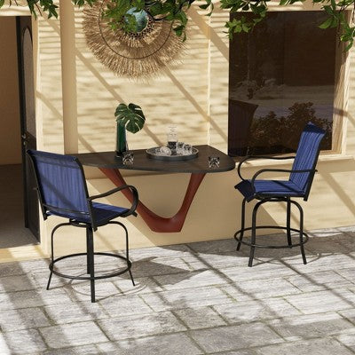 Outdoor Bar Stools Set of 2, 360 Degree Swivel Bar Height Chairs, 26.75 x 29.5 x 48.5
