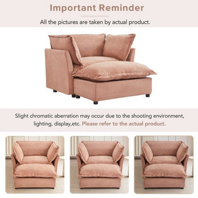 GDFStudio Becky Modern 47 Armchair Sofa with Movable Ottoman
