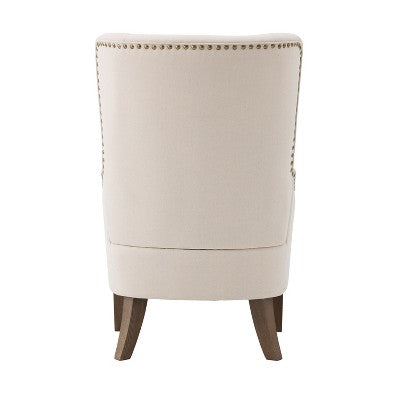 Vintage Accent Chair High-back Armchair Upholstered Lounge Chair Cozy Reading Chair with Ottoman, Classic Tufted & Nailhead Trim, Brown - ModernLuxe