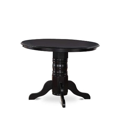 3-Piece Black Finish Solid Wood Top - Button Tufted Dining Room Set - Seats 4