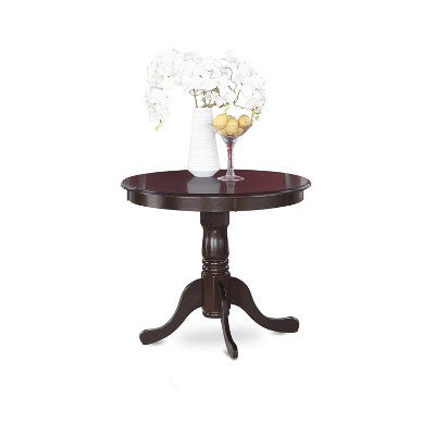 5-Piece Round Cappuccino Finish Solid Wood Top Dining table with 4 Chairs with