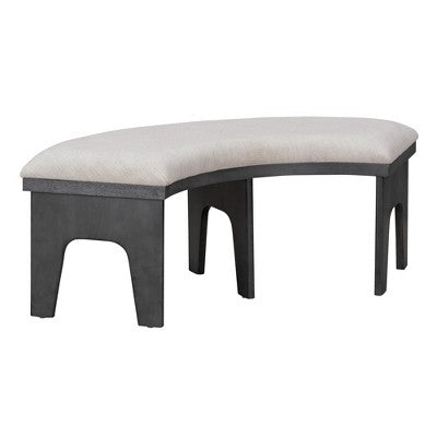 5-piece Rustic Charm Round Dining Set with 3 Upholstered Chairs and Curved Bench for Dining Room, Kitchen and Living room-ModernLuxe